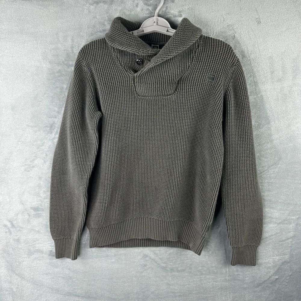 g-star raw sweater shawl collar green pullover size L